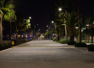 Fototapeta na wymiar Night city Limassol, Cyprus island, Mediterranean Sea.