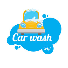 vector Car wash icons set isolated on white.