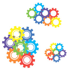 Multicolor gear on a white background, can be used for wallpaper, pattern fills, web page background,surface textures.