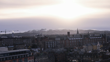 View from Edinburgh castle on Royal Mile street, Scotland, Great Britain