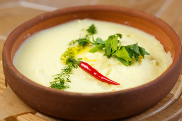 Beautiful meat dish on a wooden background