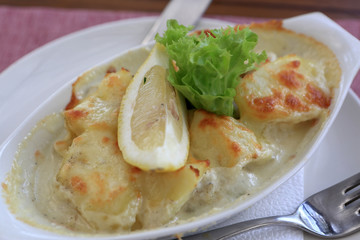 Baked parmesan perch