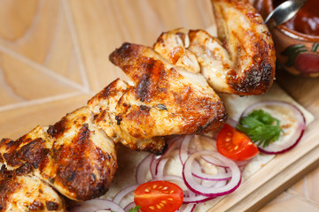 Beautiful meat dish on a wooden background