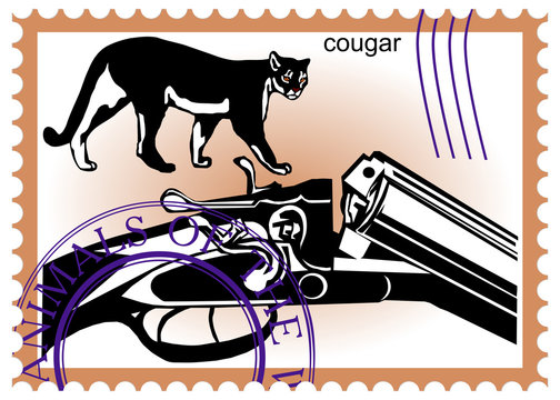stamp hunting rifle puma cougar panther American mountain lion r