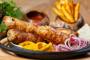 kebab with vegetables and lavash
