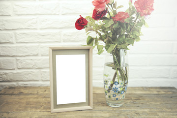 photo frame and roses