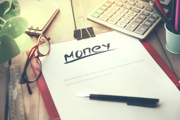 Money word on notebook