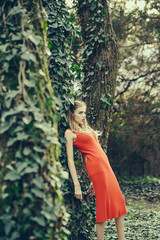 Sensual girl in forest