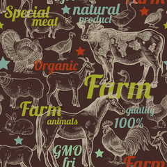 Seamless pattern with farm animals.