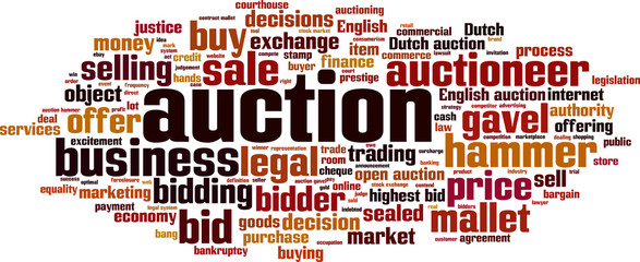 Auction word cloud concept. Vector illustration