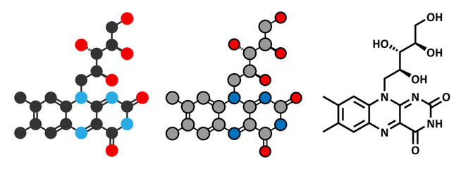 Vitamin B2 (riboflavin) molecule. 