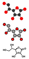 Vitamin C (ascorbic acid, ascorbate) molecule. 