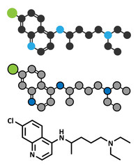 Chloroquine malaria drug molecule. 