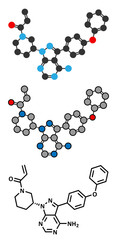 Ibrutinib cancer drug molecule. 