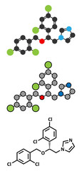 Miconazole antifungal drug molecule. Imidazole class antimycotic
