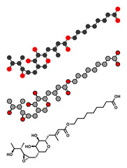 Mupirocin (pseudomonic acid) antibiotic drug molecule. 