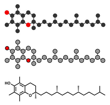 Vitamin E (alpha tocopherol) molecule. 