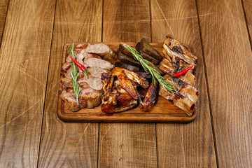 Beautiful meat dish on a wooden background