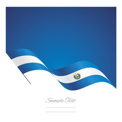El Salvador abstract wave flag ribbon vector background - obrazy, fototapety, plakaty