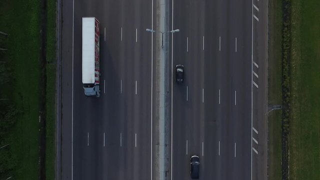 Close-Up Aerial View of Traffic on the Motorway