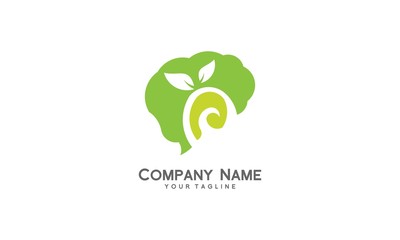 Green Fresh Brain Logo Vector