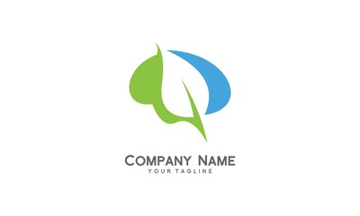 Fototapeta premium Green Natural Leaf Fresh Brain Logo Vector