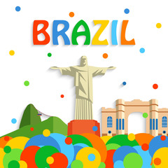 Brazil travel background for tourist banner, poster, flyer, brochure. Vector eps 10 format.