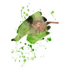 Naklejka premium Abstract watercolor stain with splashes multicolor