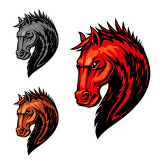 Fire flaming horse symbol for equestrian sport