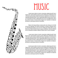 Saxophone made up of musical notes