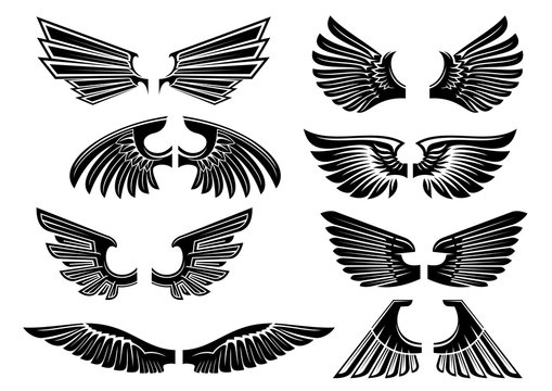 Tribal angel wings for heraldry or tattoo design
