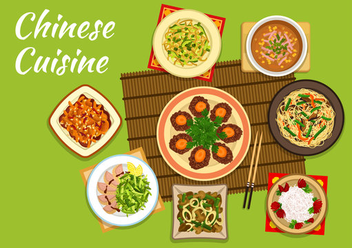 National chinese cuisine dishes for menu design