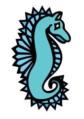 Fototapeta premium Blue abstract sea horse for tattoo and other design