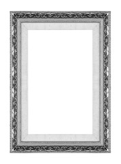 Antique picture gray frame isolated on white background, clippin
