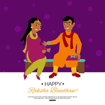 Raksha Bandhan Indian traditional holiday poster. Vector eps 10 format.