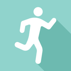 Fototapeta na wymiar Running man vector icon with long shadow.