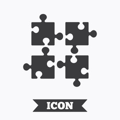 Puzzles pieces sign icon. Strategy symbol.
