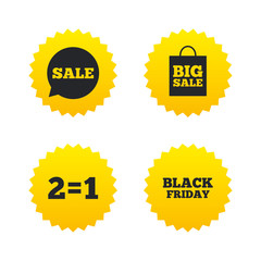 Sale speech bubble icons. Black friday symbol