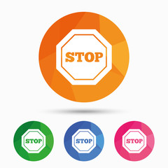 Traffic stop sign icon. Caution symbol.