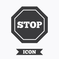 Traffic stop sign icon. Caution symbol.