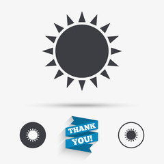 Sun icon. Sunlight summer symbol.