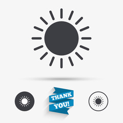 Sun icon. Sunlight summer symbol.