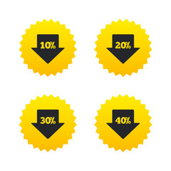 Sale arrow tag icons. Discount symbols.