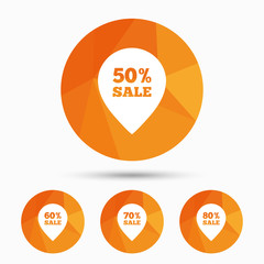 Sale pointer tag icons. Discount symbols.