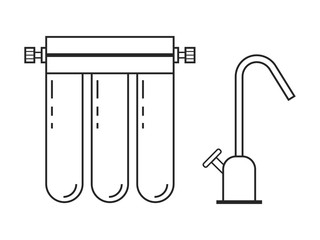 Water filter. Flat linearicon and object. Vector illustration