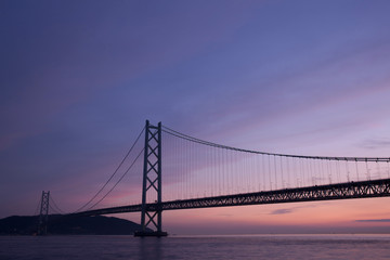 Fototapeta na wymiar 明石海峡大橋の夕景