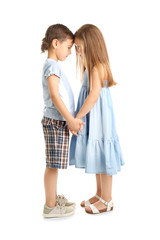 Small friendly kids, isolated on white