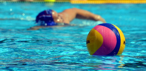 Waterpolo ball and player