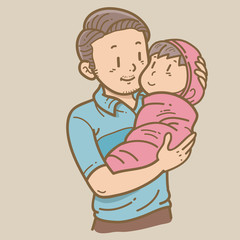 Father holding baby