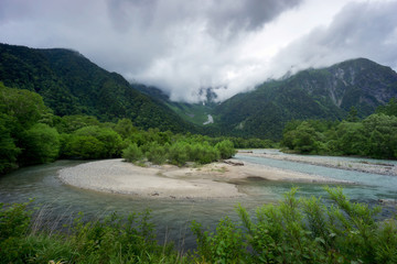 Hotaka mountains and Azusa river in Kamikochi
